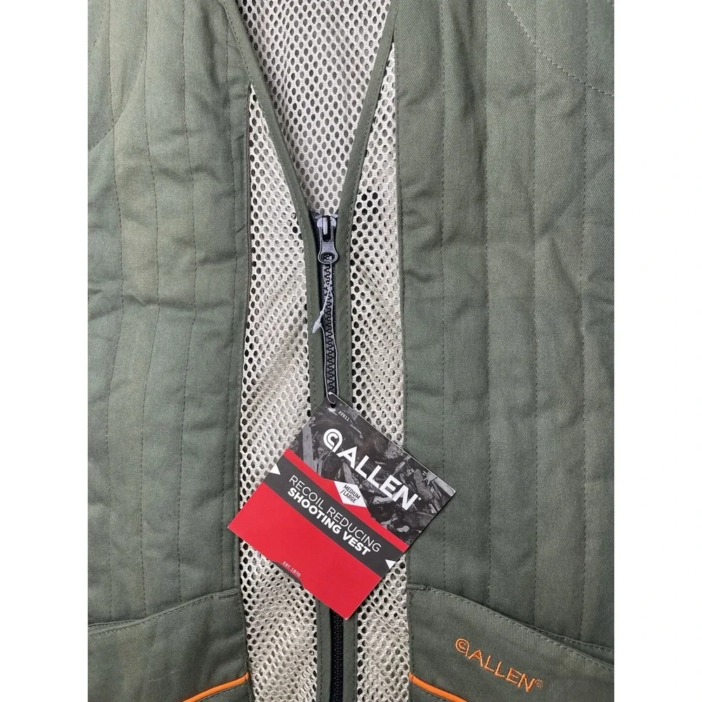 Allen Company Ace Range Shooting Zip Mesh Green Vest Men's Size M/L Gel Pad